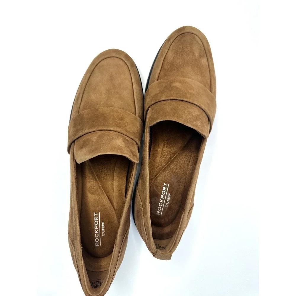 Rockport truTECH Women's Loafers Size 8.5 M Tan Brown Suede Slip On Comfort Shoe